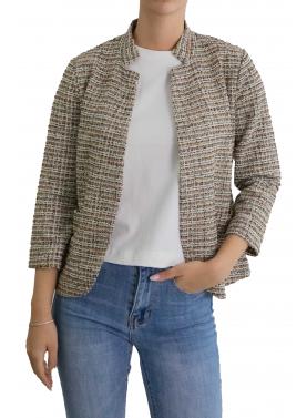 Giacca con collo alla coreana aperta con tasche 